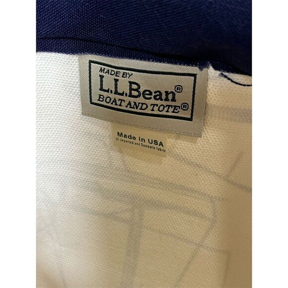 Vintage LL Bean Boat and Tote Bag Nautical‎ Sailing Design cream large - Picture 12 of 12